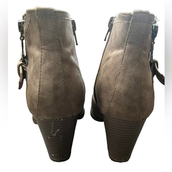 Guess Ankle Boot Womens 8M Brown Dual Side Zippers Buckle Edgy Simple Casual - Picture 6 of 8